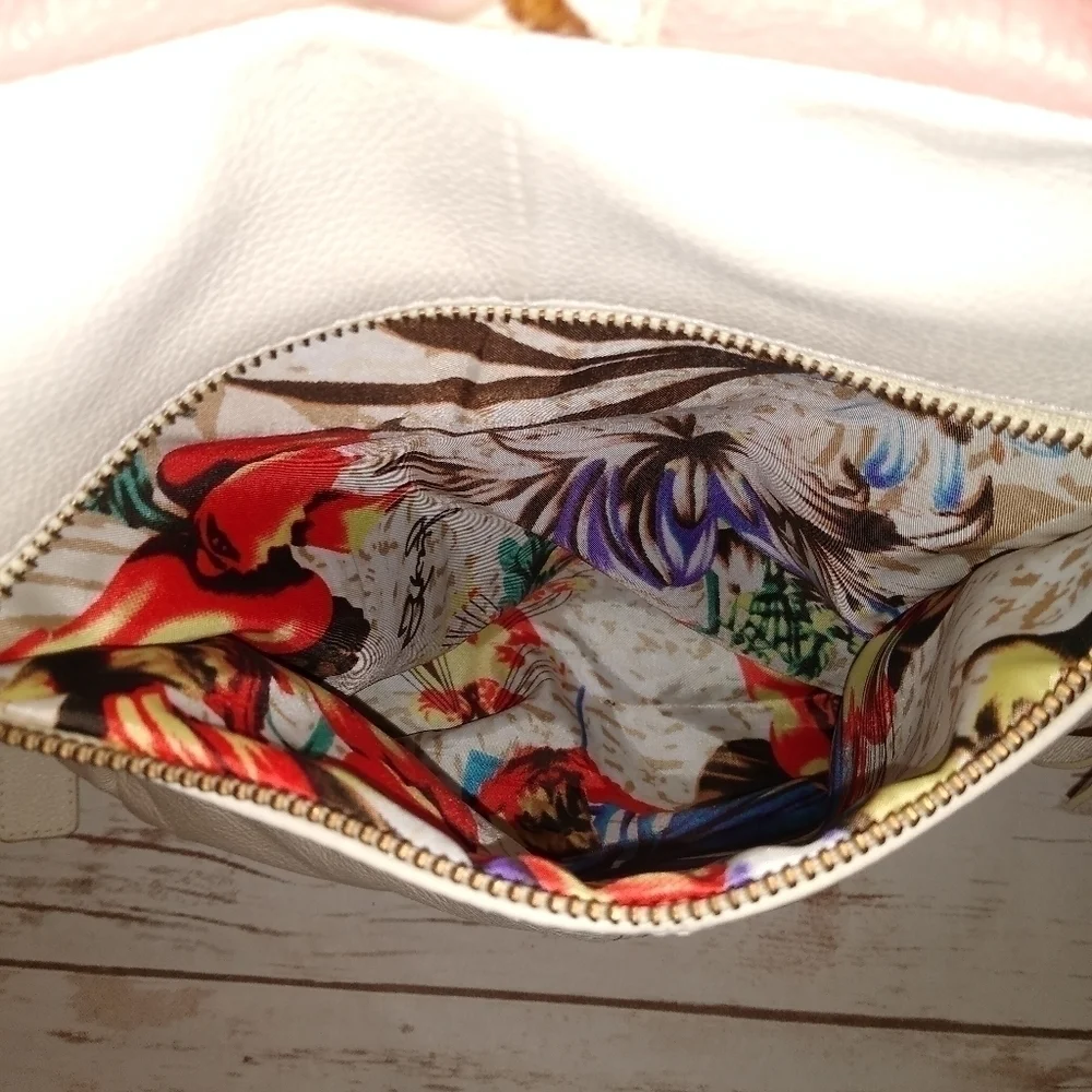 Sharif Cream and Pink Large Leather Shoulder Bag